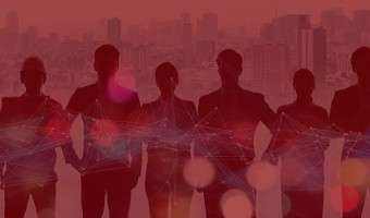 Internationale Beziehungen Teaser Silhouetten von Geschäftsleuten aus unterschiedlichen Branchen
